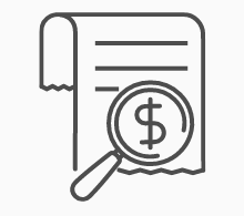 A magnifying glass over a loan document