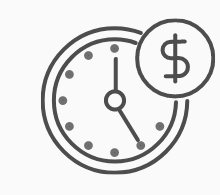 A clock beside a dollar coin